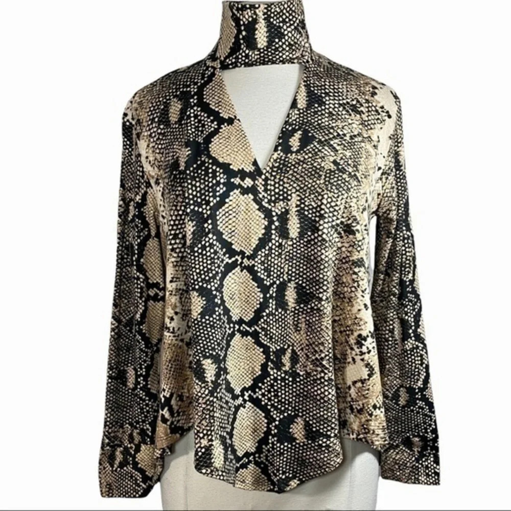 Lucca Couture 70s snake skin print choker top